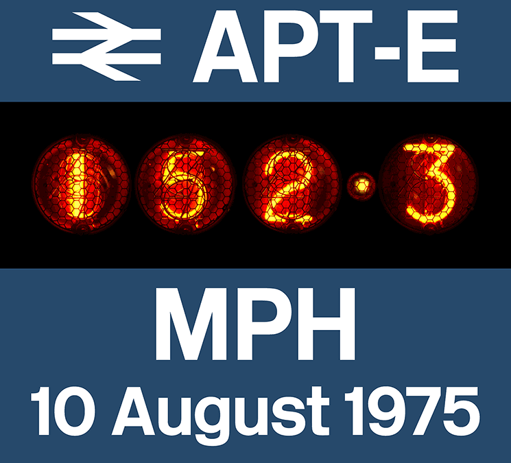 APT-E 152.3 MPH 10 August 1975 - Nixie Tube graphic © https://en.wikipedia.org/wiki/User:Hellbus