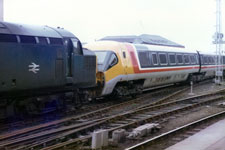 A class 37 hauls an APT-P (minus nose section) through Newcastle Central in 1982 &copy; Colin Alexander