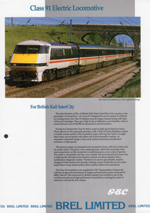 BREL LIMITED Class 91 Electric Locomotive for British Rail InterCity.