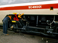 Power car with Safety Chock in place
